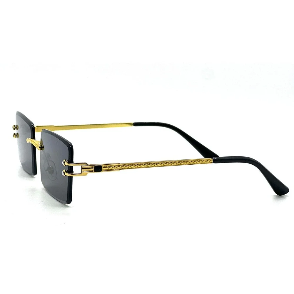 Men Sunglasses Gold Frame Dark Black‎ Lens Fashion Shades Eyewear Gangsta Cholo